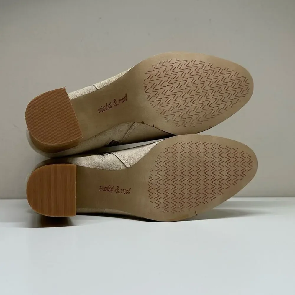 NWOB | Violet & Red | Meaghan Heeled Suede Bootie | Off-White | 7M